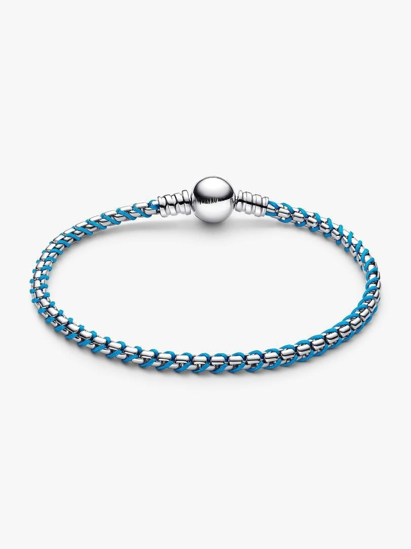 Blue Cord Box Chain Bracelet S925 Sterling Silver Bracelet