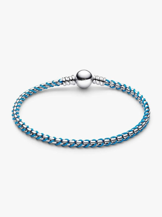 Blue Cord Box Chain Bracelet Sterling Silver S925 Hallmarked Bracelet | Gift for Her