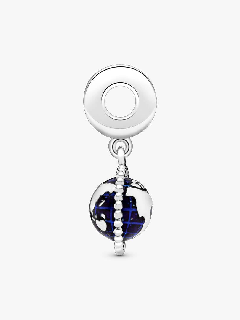 Globe Dangle Charm Hallmarked S925 Sterling Silver