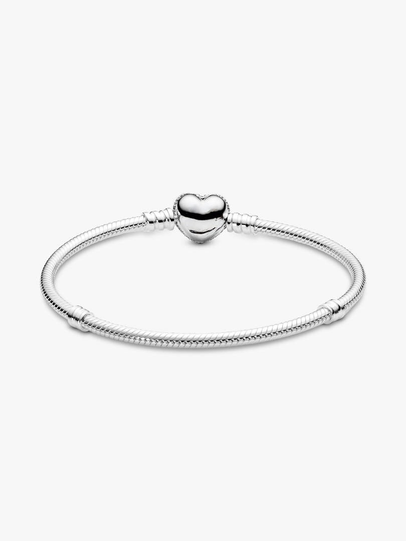 Sparkling Heart & Snake Chain Bracelet Sterling Silver S925 Hallmarked Bracelet | Gift for Her