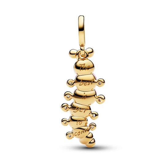 Pink Caterpillar Charm Sterling Silver S925 Hallmarked Bracelet Charm | Gift for Her