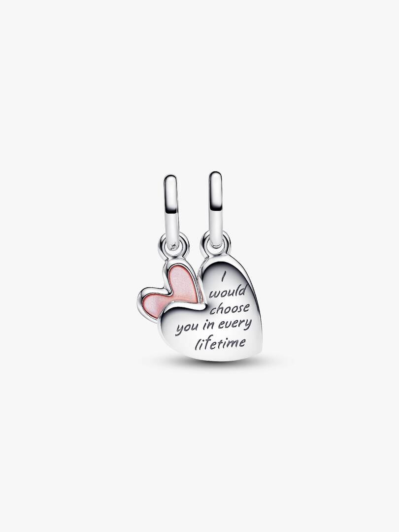 Splittable Mother & Daughter Double Dangle Charm S925 Sterling Silver