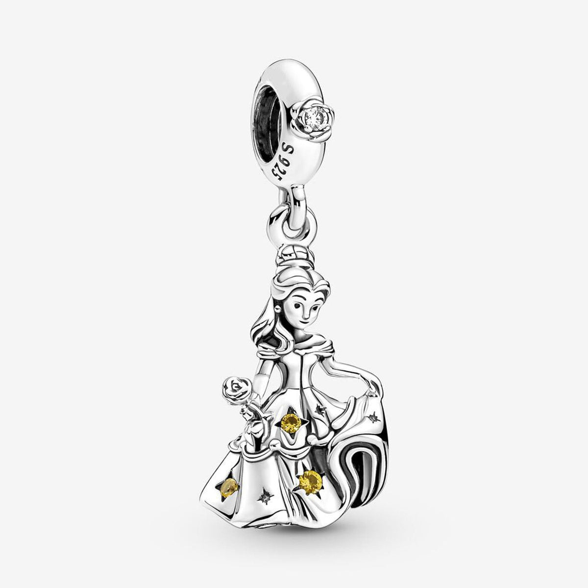 Disney Beauty and the Beast Dancing Belle Dangle Charm S925 Sterling Silver