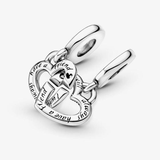 Sisters Heart Dangle Charm S925 Sterling Silver
