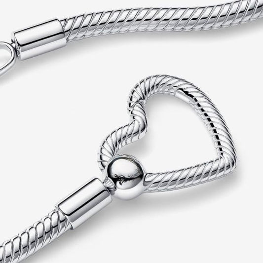 Moments Heart Closure Snake Chain Necklace S925 Sterling Silver