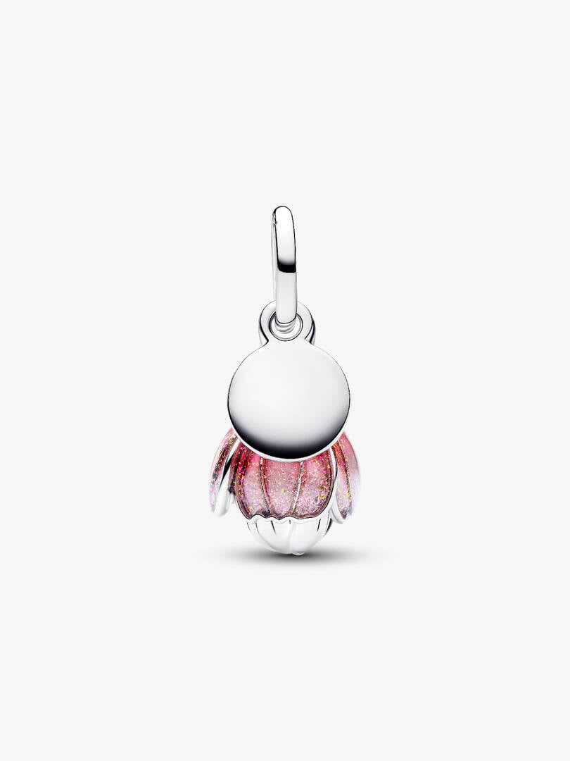 Two-Tone Blooming Flower Dangle Charm Sterling Silver S925 Hallmarked Bracelet Charm | Gift for Her