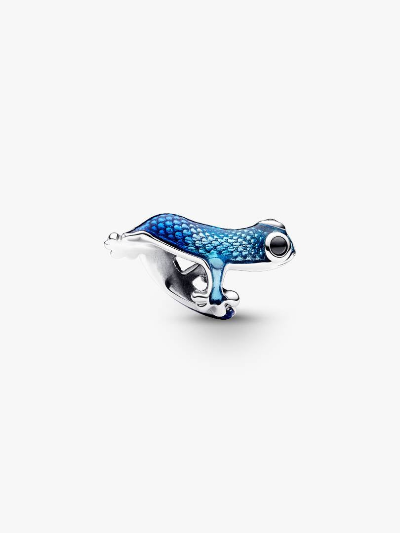 Metallic Blue Gecko Charm Hallmarked S925 Sterling Silver