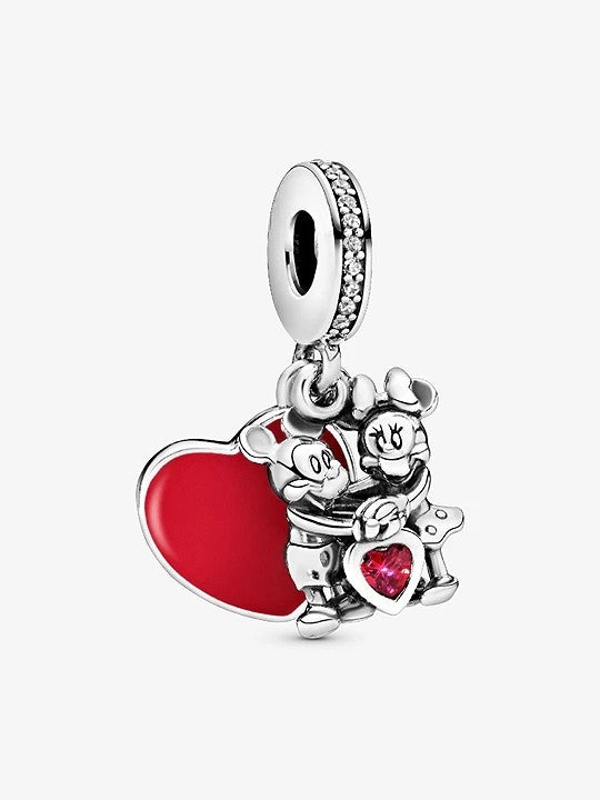 Disney Mickey Minnie Mouse Heart Sterling Silver dangle Charm — Gift for Her | Pandora Compatible Charm Bracelet