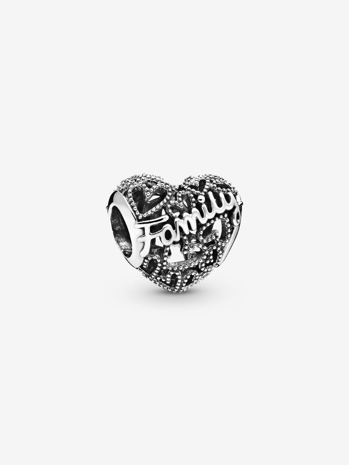 Family Heart Charm Hallmarked S925 Sterling Silver