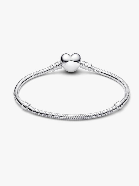 Heart Clasp Snake Chain Bracelet S925 Sterling Silver Bracelet