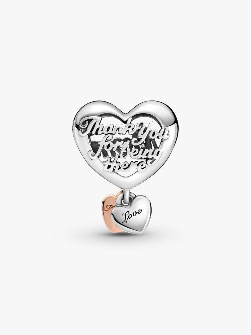Thank you Mum Heart Dangle Charm S925 Sterling Silver
