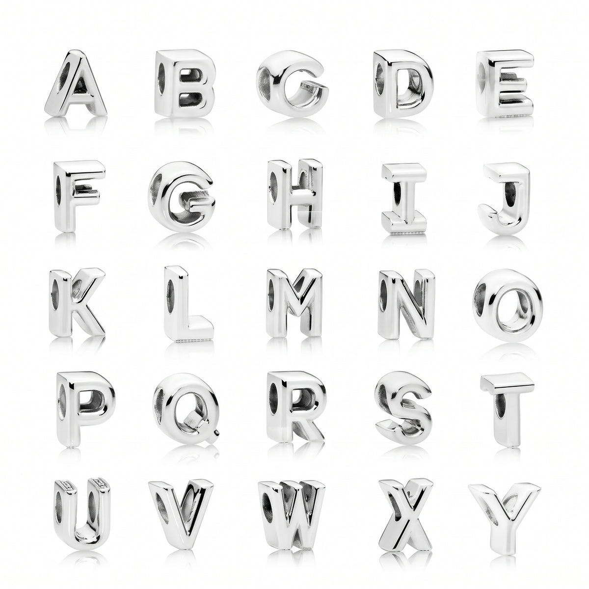 S925 Alphabet A to Z Sterling Silver Charm Collection | Personalised Initial Jewellery Gift | Charm Bracelet