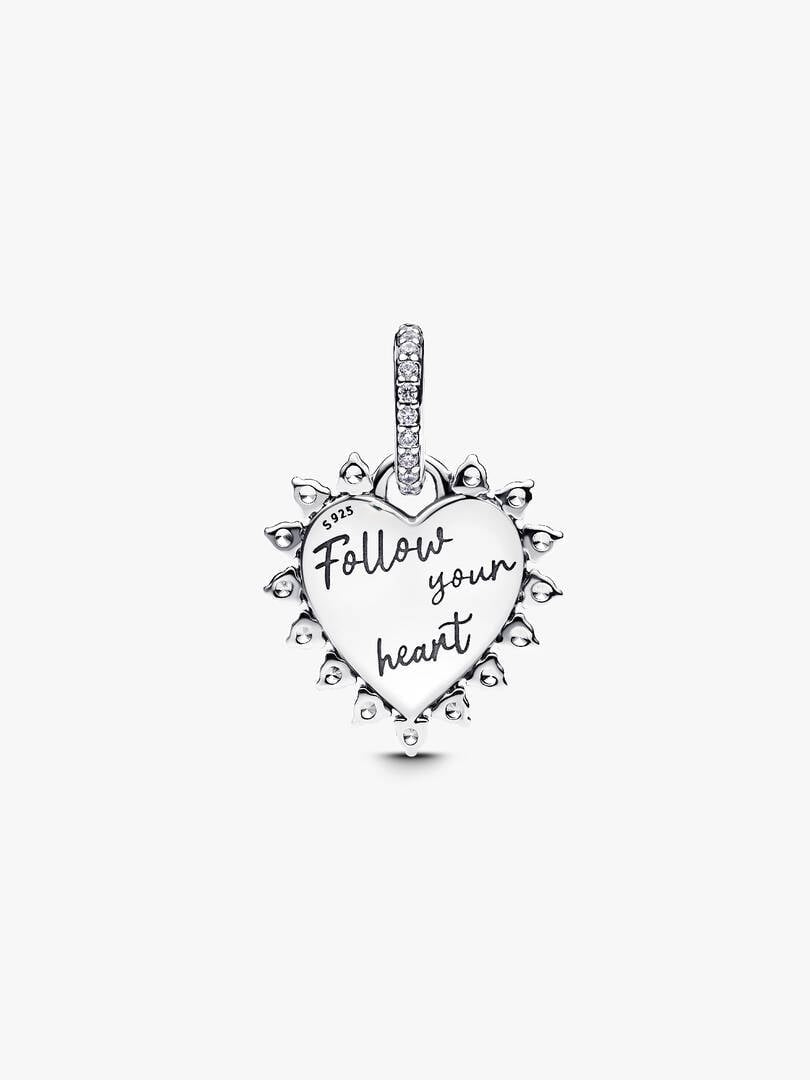 Spinnable Arrow Heart Dangle Charm S925 Sterling Silver