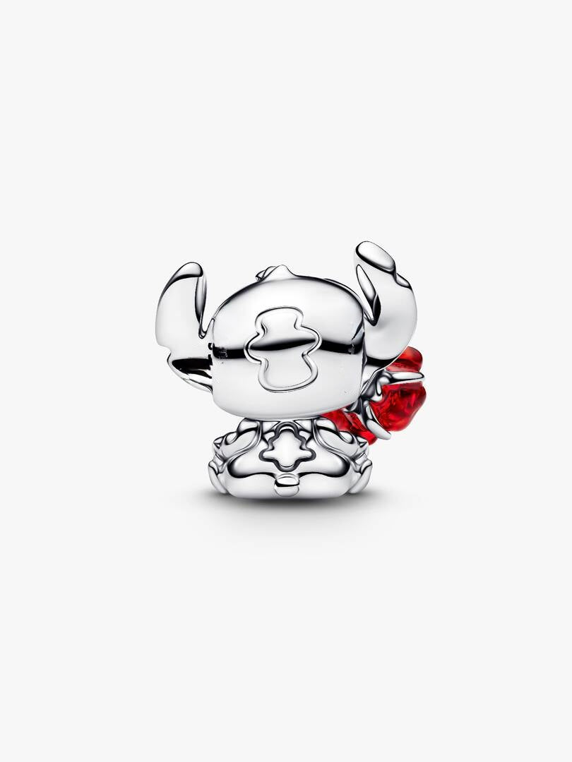 Disney Stitch Rose Murano Glass Charm S925 Sterling Silver