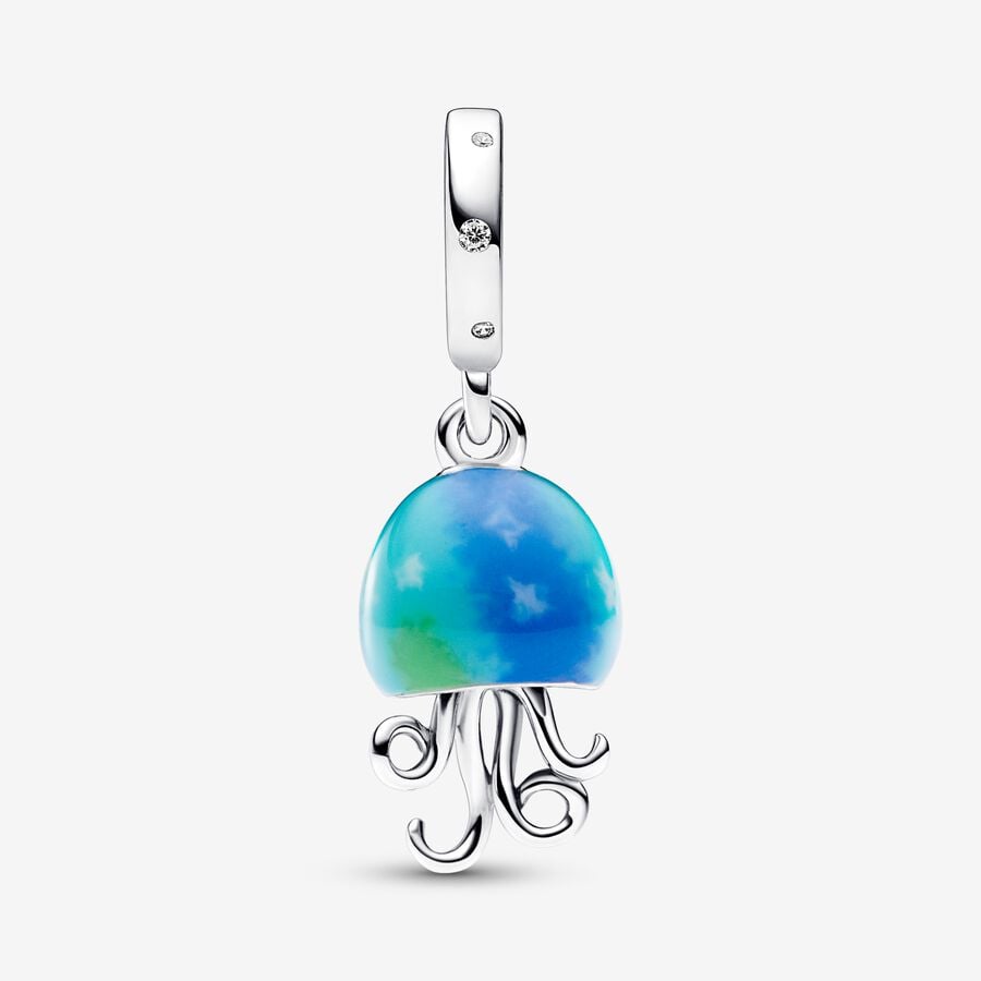 Colour-changing Jellyfish Dangle Charm Hallmarked S925 Sterling Silver | Ocean Animal Jewellery Gift | S925 Hallmarked Bracelet Charm