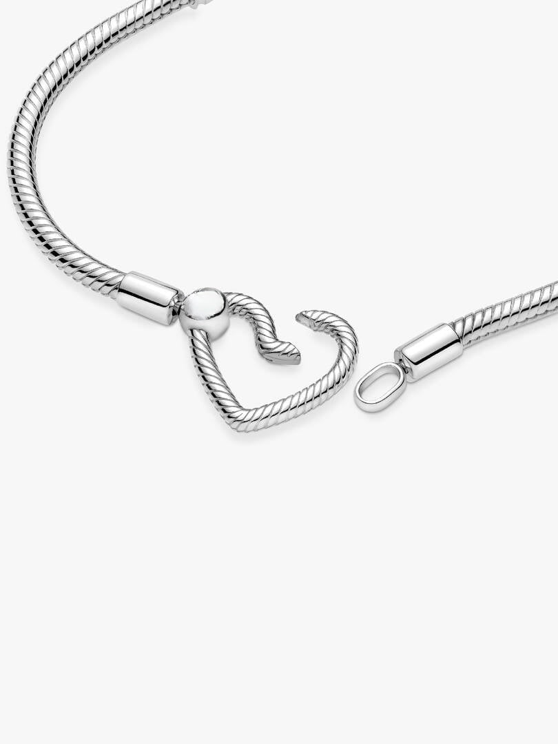 Heart Closure Snake Chain Bracelet Sterling Silver S925 Hallmarked Bracelet | Gift for Her