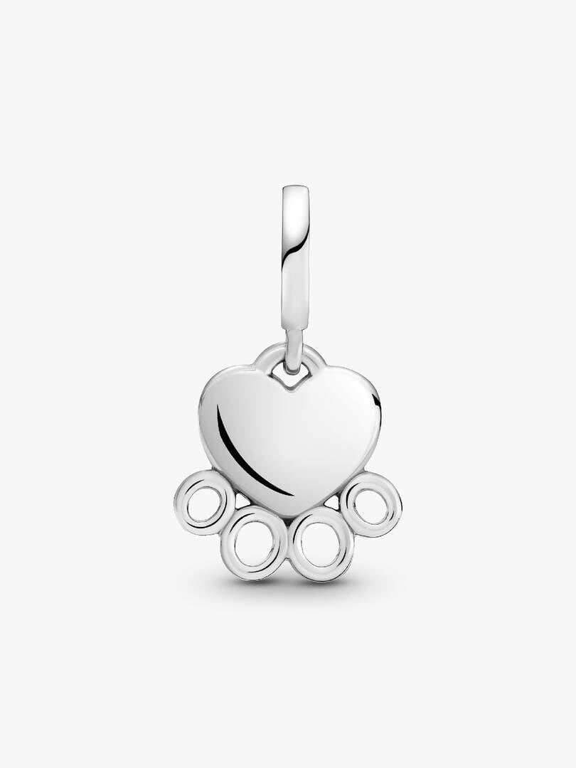 Hearts & Paw Print Dangle Charm Sterling Silver S925 Hallmarked Bracelet Charm | Gift for Her