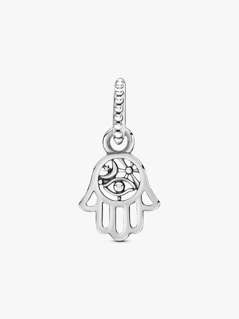 Protective Hamsa Hand Dangle Charm Hallmarked S925 Sterling Silver
