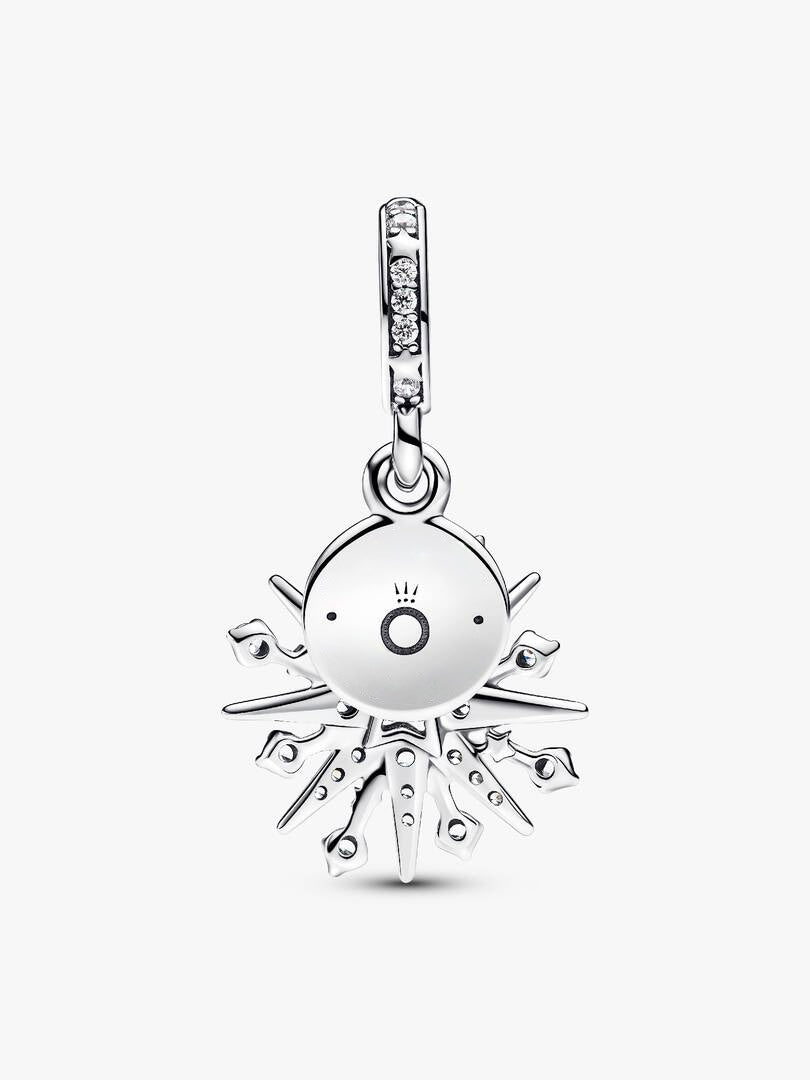 Sparkling Firework Double Dangle Christmas Charm Hallmarked S925 Sterling Silver