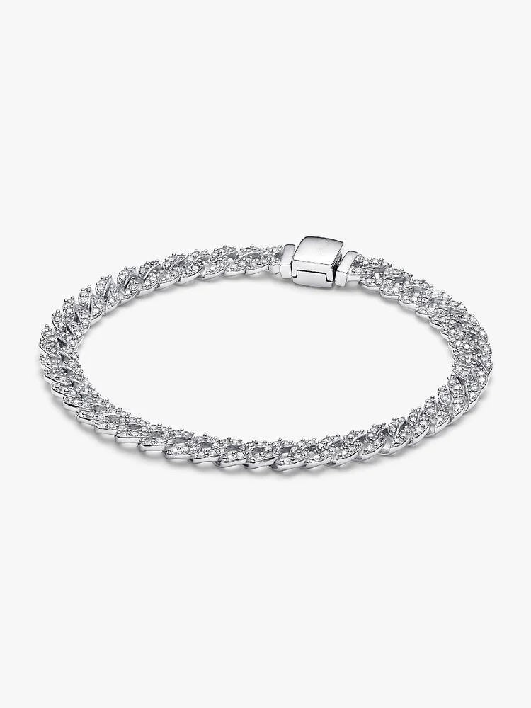 Timeless Pave Chain Bracelet featuring sparkling cubic zirconia stones Sterling Silver S925 Hallmarked Bracelet | Gift for Her