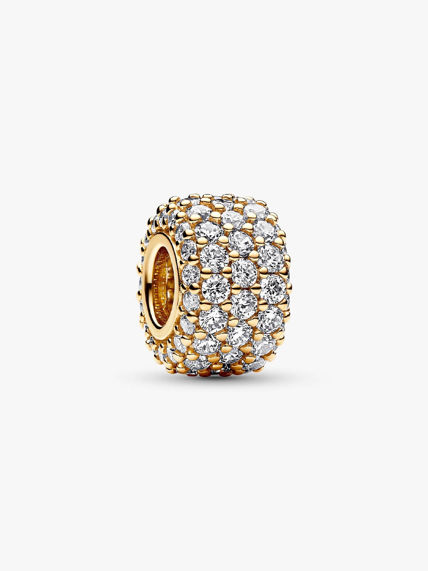 Sparkling Pavé Triple-row Charm Sterling Silver S925 Hallmarked Bracelet Charm | Gift for Her