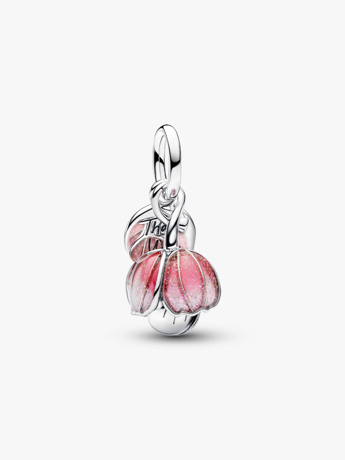 Two-Tone Blooming Flower Dangle Charm Sterling Silver S925 Hallmarked Bracelet Charm | Gift for Her