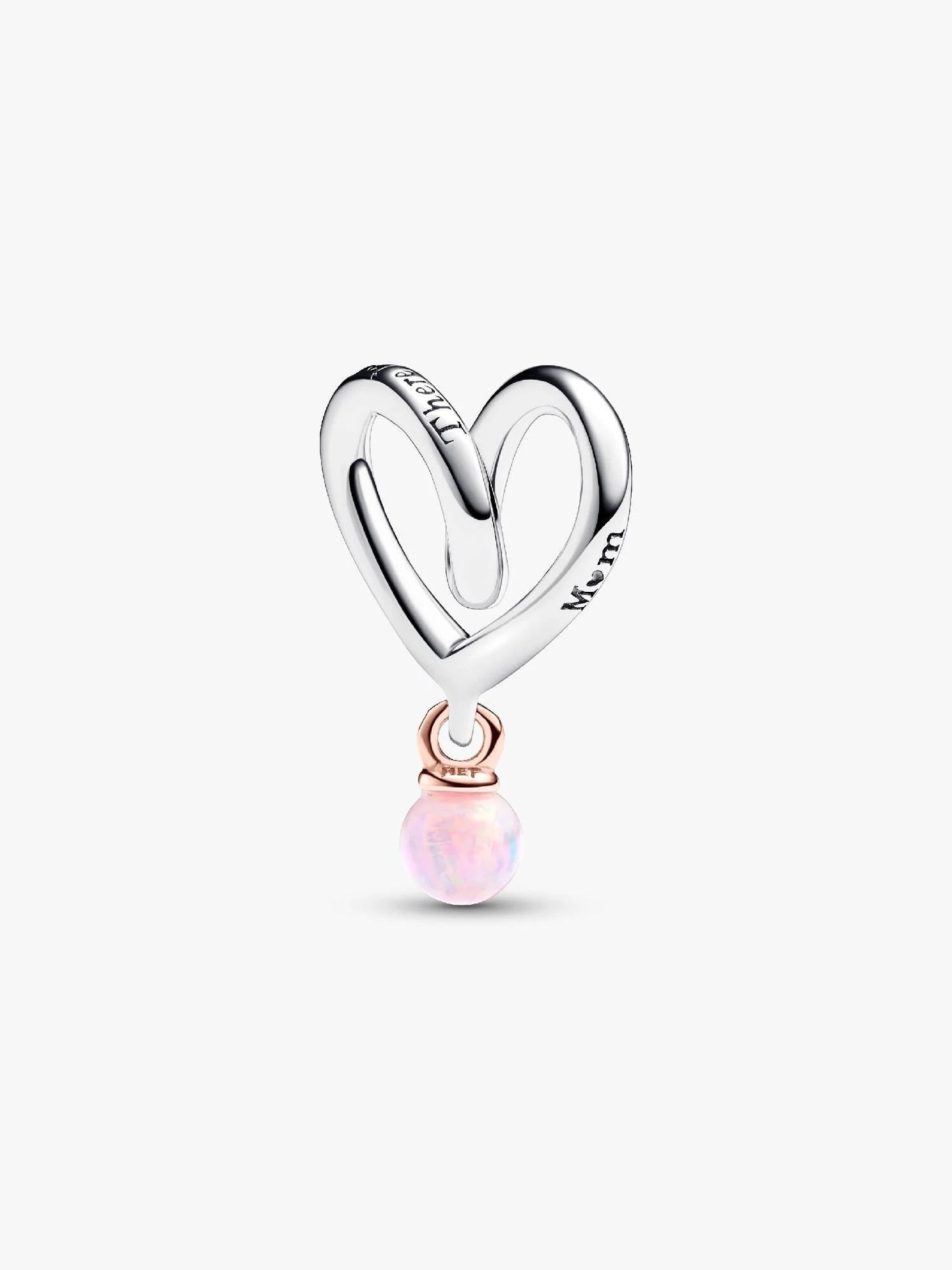 Mum Two-Toned Wrapped Heart Charm Sterling Silver S925 Hallmarked Bracelet Charm | Gift for Her
