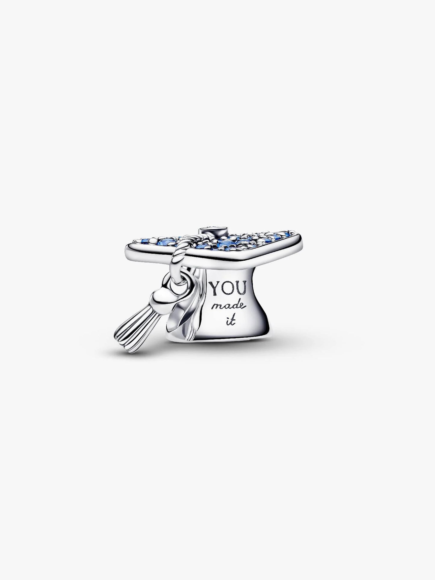 Sparkling Blue Graduation 2026 Charm Sterling Silver S925 Hallmarked Bracelet Charm | Gift for Her