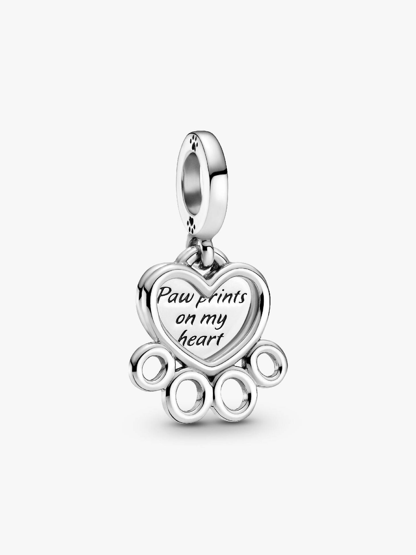 Hearts & Paw Print Dangle Charm Sterling Silver S925 — Gift for Her | Pandora Compatible Bracelet Charm
