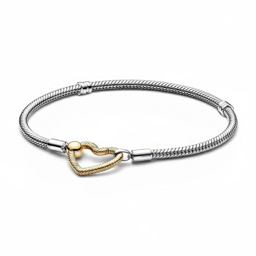 Heart Closure Snake Chain Bracelet Sterling Silver S925 Hallmarked Bracelet | Gift for Her