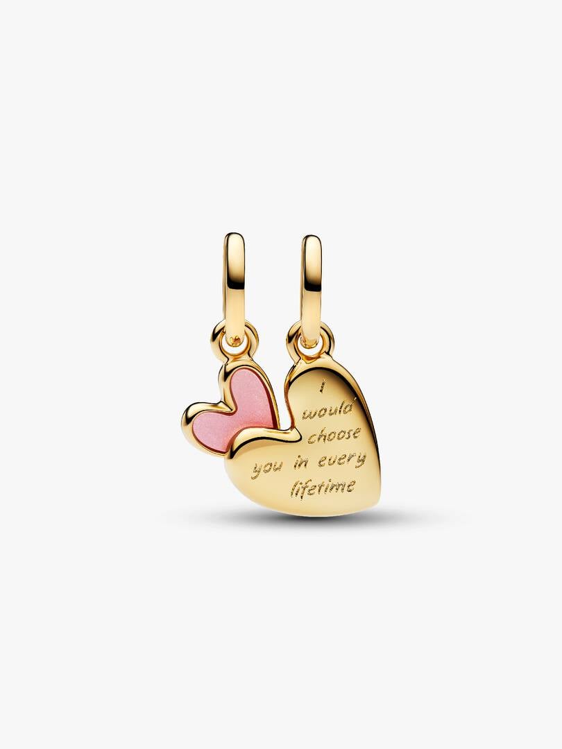 Pink Mother Daughter Splittable Dangle Charm Sterling Silver S925 Hallmarked Bracelet Charm | Gift for Her