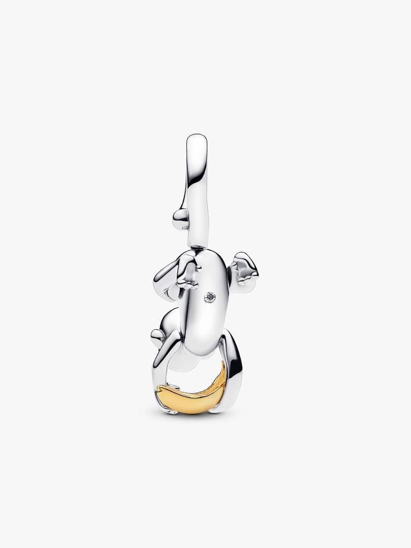 Two-tone Movable Monkey Dangle Charm Sterling Silver S925 Hallmarked Bracelet Charm | Gift for Her
