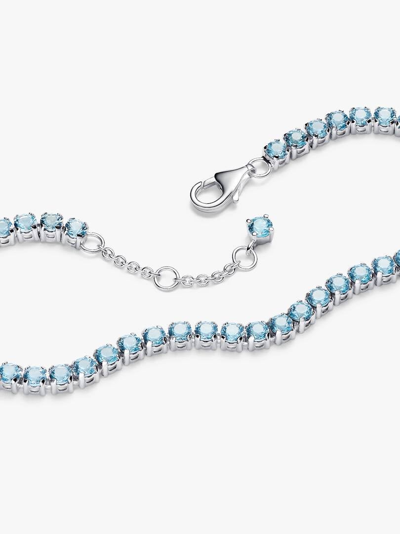 Sparkling Light Blue Tennis Bracelet Sterling Silver S925 Hallmarked Bracelet