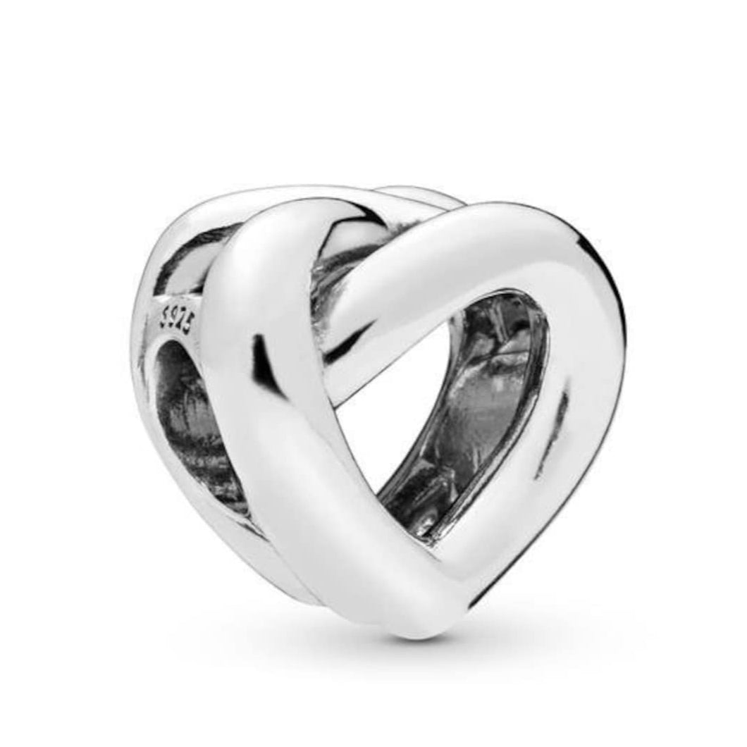 Knotted Heart Charm Hallmarked S925 Sterling Silver