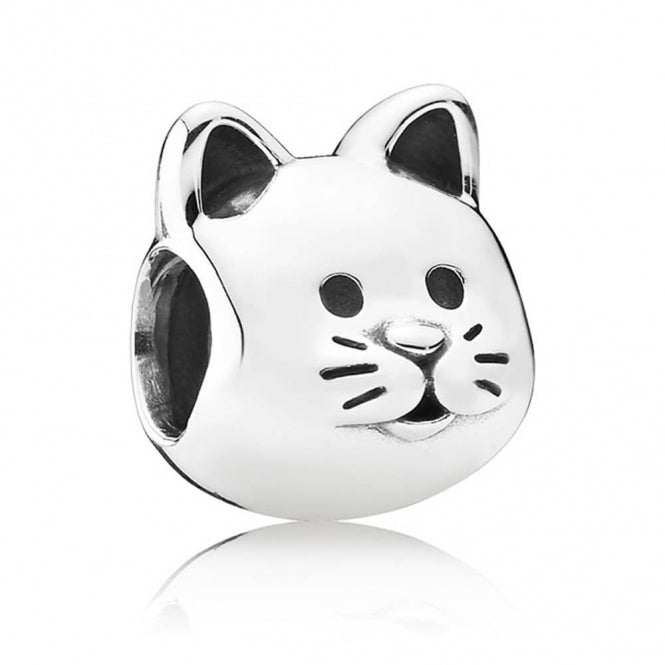 Curious Cat Charm Hallmarked S925 Sterling Silver