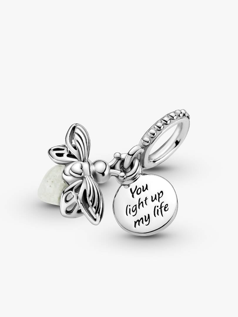 Glow-in-the-dark Firefly Dangle Charm Hallmarked S925 Sterling Silver