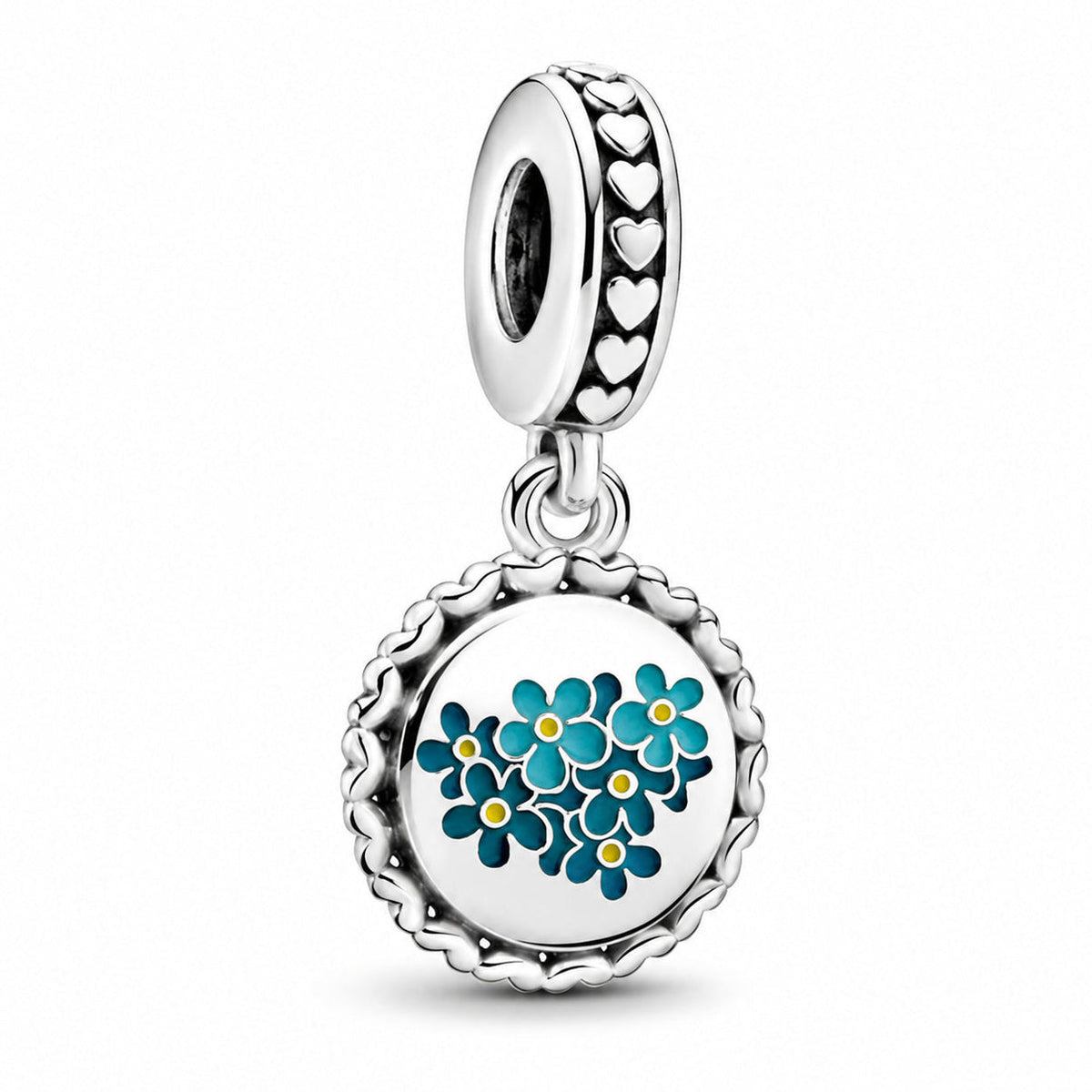 Forget Me Not Flower Dangle Charm Hallmarked S925 Sterling Silver | Floral Jewellery Gift for Her | S925 Hallmarked Bracelet Charm
