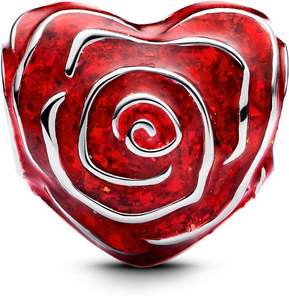 Rose Heart Hallmarked S925 Sterling Silver Charm | Romantic Jewellery Gift for Her | S925 Hallmarked Bracelet Charm