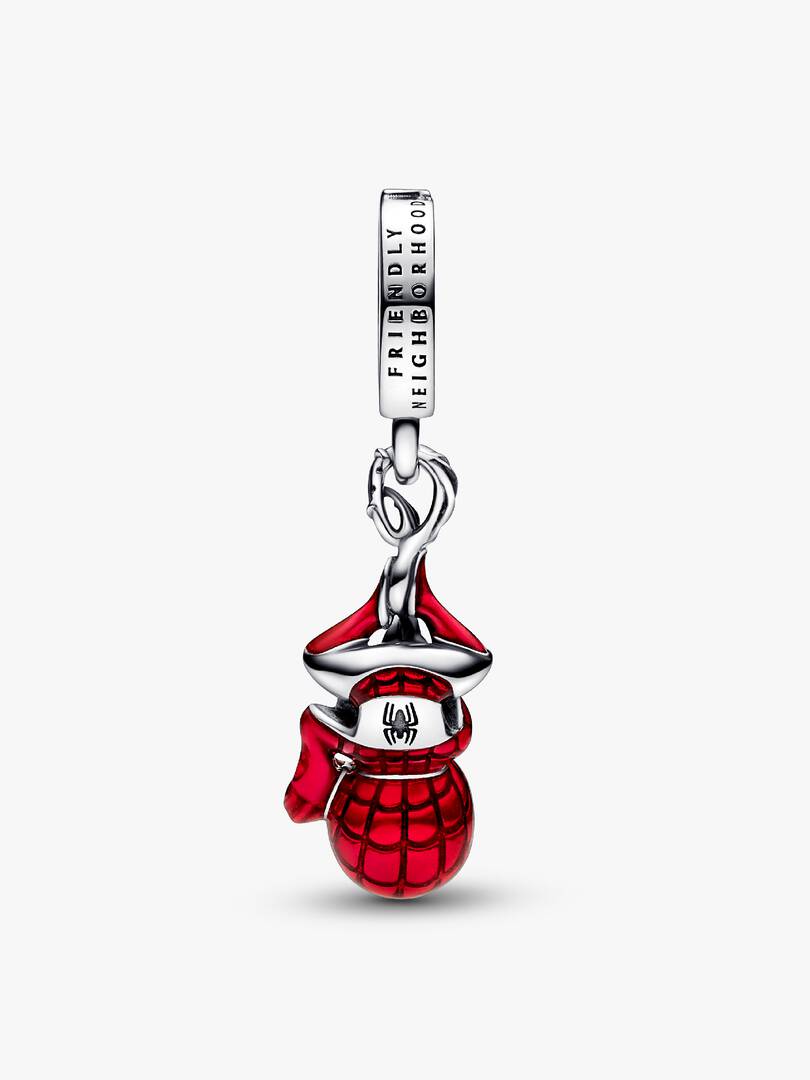Marvel Hanging Spider Man Dangle Charm S925 Sterling Silver