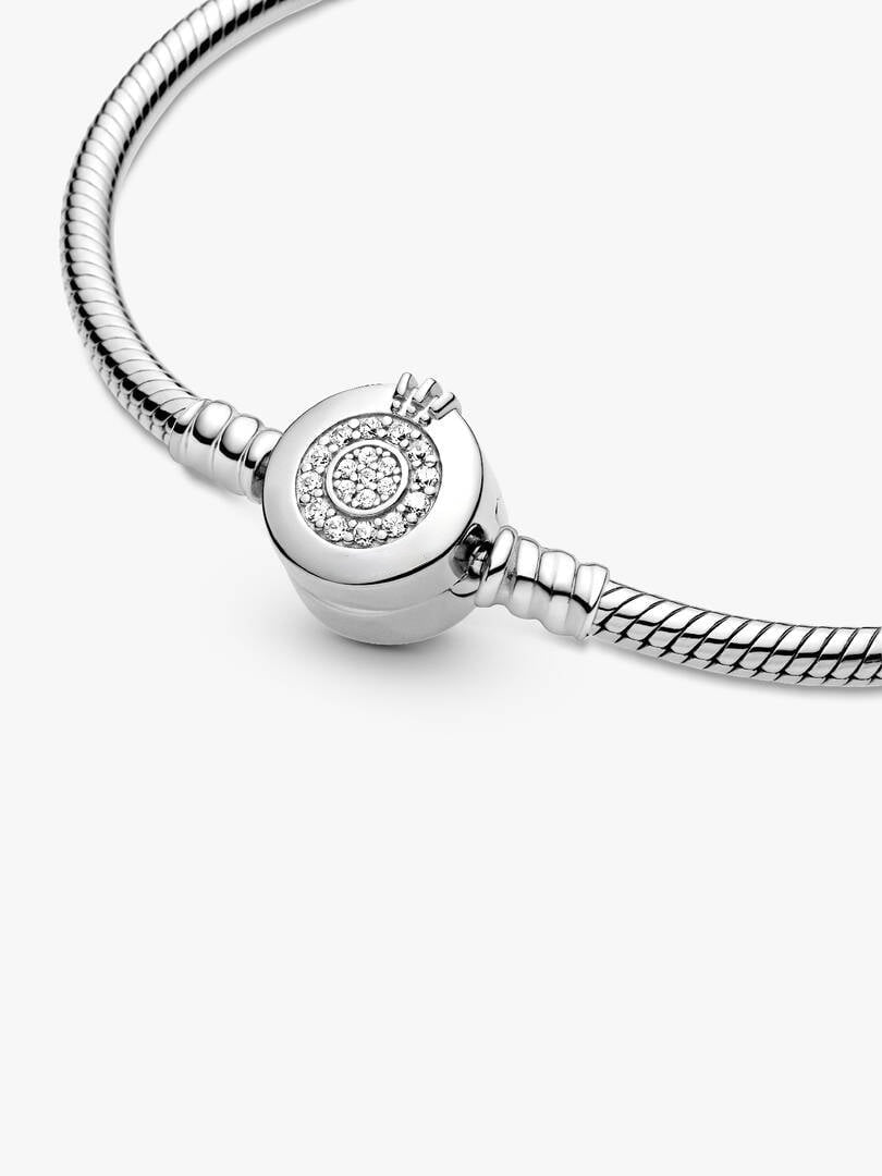 Sparkling Crown O Snake Chain Bracelet Sterling Silver S925 Hallmarked Bracelet | Gift for Her