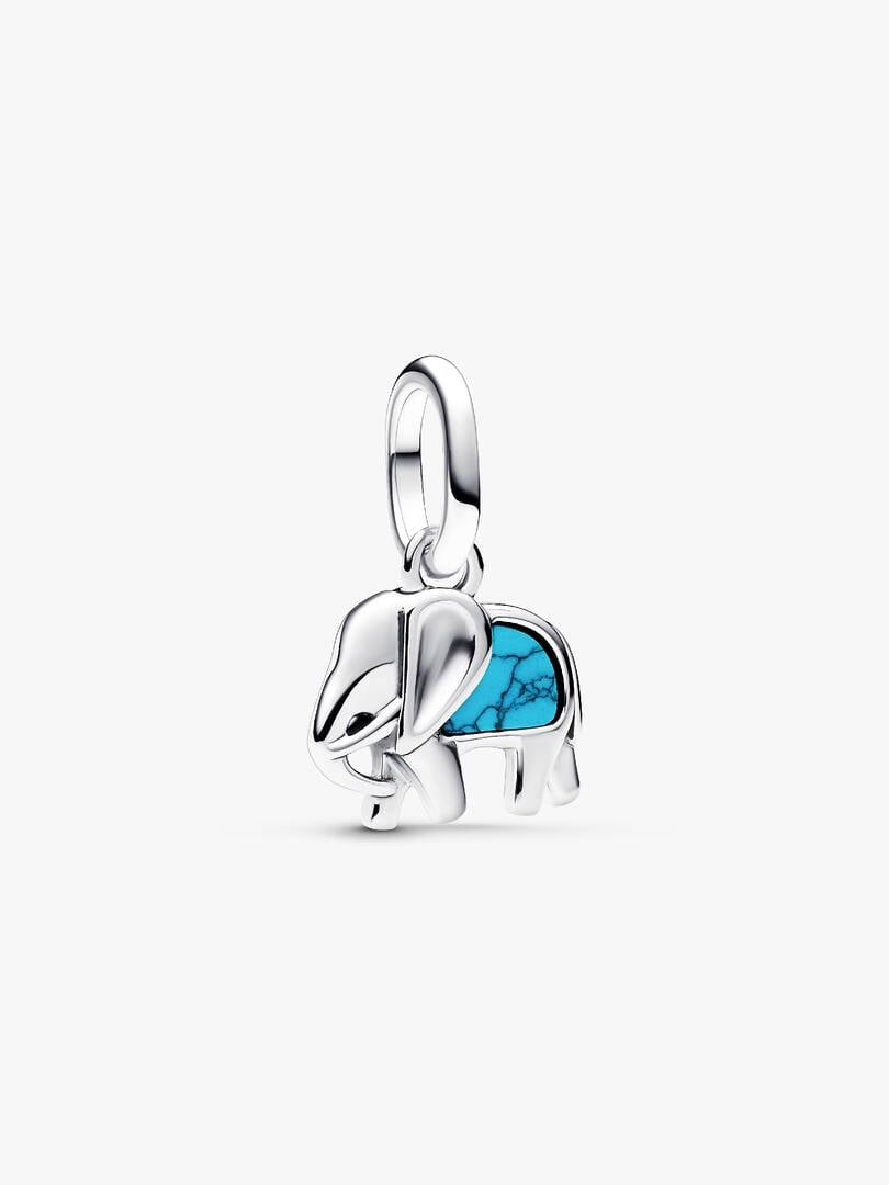 Turquoise Coloured Elephant Mini Dangle Charm S925 Sterling Silver