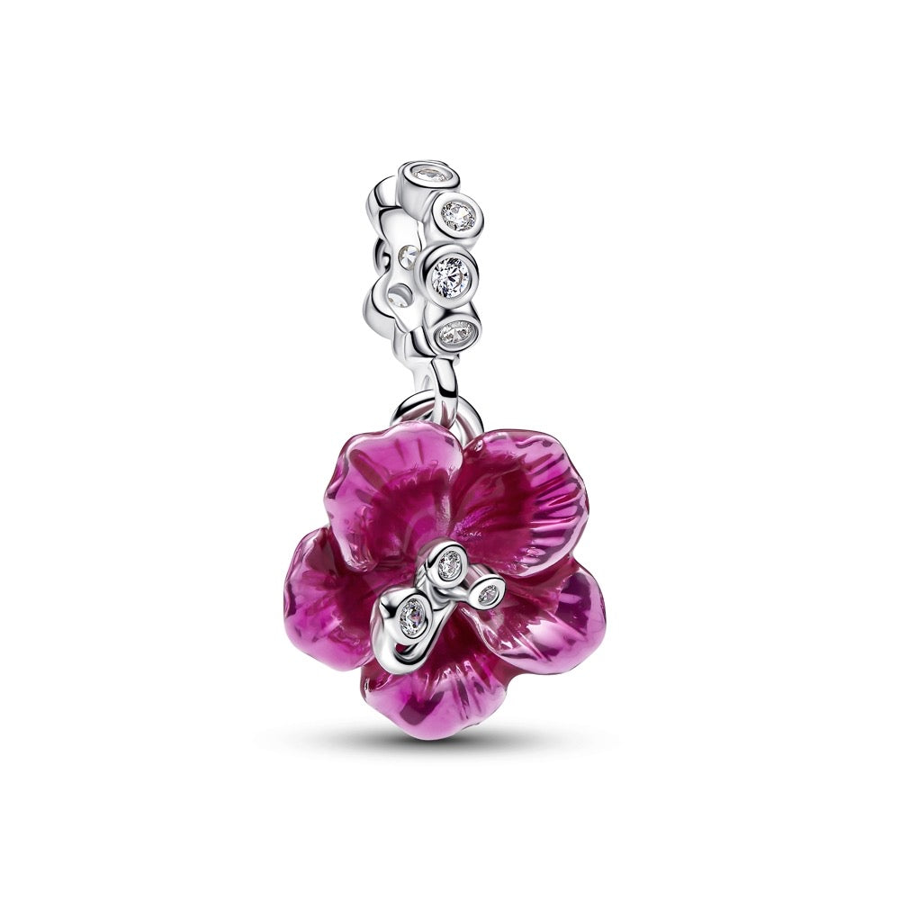 Hibiscus Dangle Charm Sterling Silver S925 Hallmarked Bracelet Charm | Gift for Her