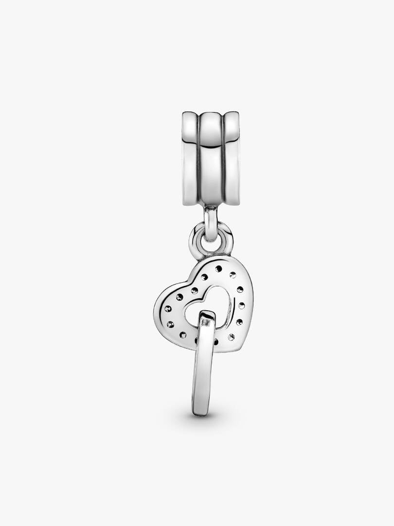 Interlocking Heart Hallmarked S925 Sterling Silver Dangle Charm | Love Jewellery Gift for Him or Her | S925 Hallmarked Bracelet Charm