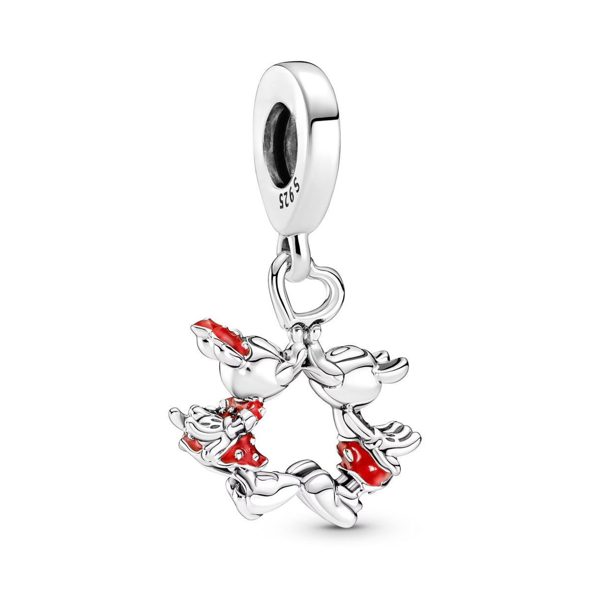 Disney Mickey Mouse and Minnie Mouse Kissing Dangle Charm S925 Sterling Silver