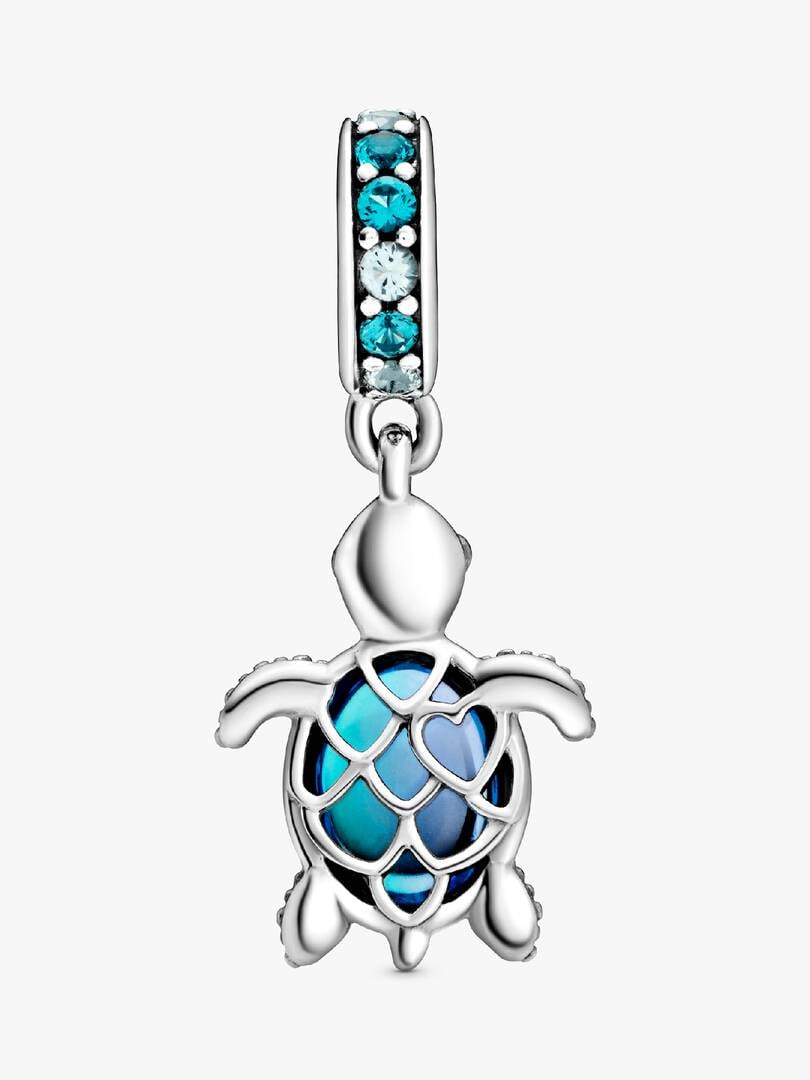 Blue Murano Turtle Dangle Charm Hallmarked S925 Sterling Silver | Animal Jewellery Gift | S925 Hallmarked Bracelet Charm