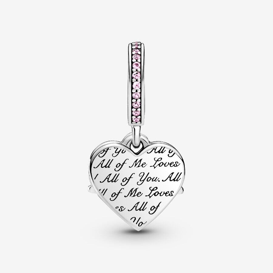 Pink Heart & Mum Dangle Charm S925 Sterling Silver