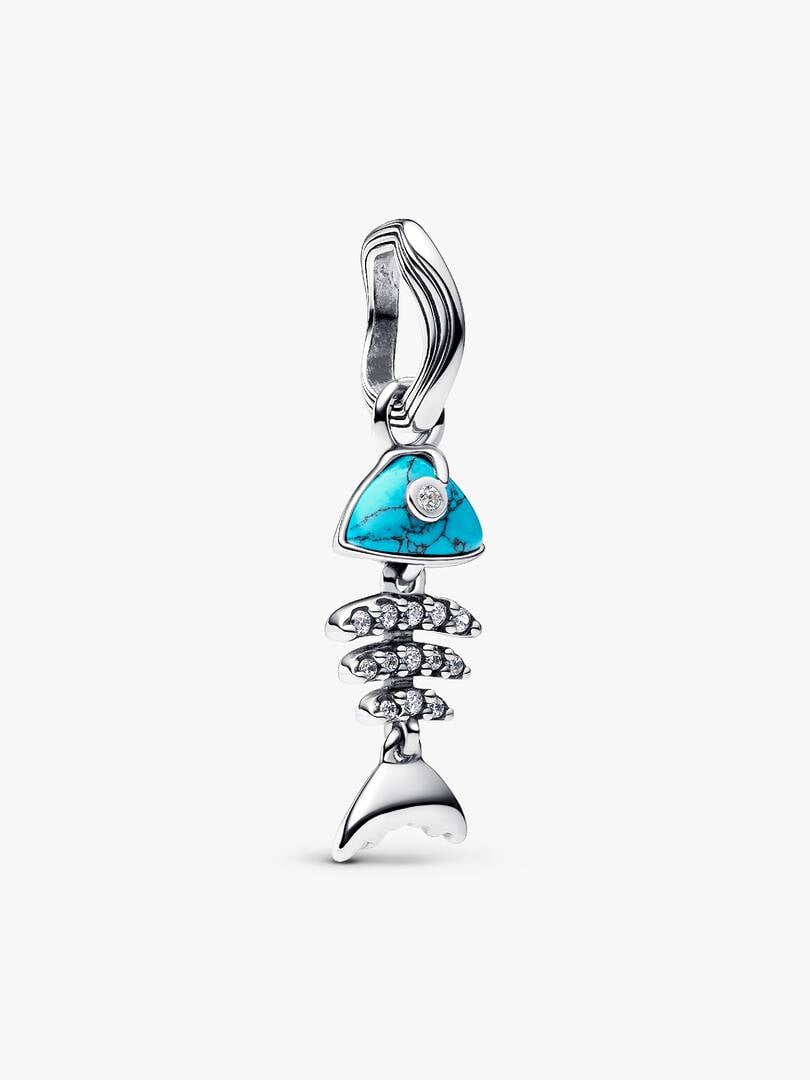 Turquoise-coloured Fishbone Dangle Charm S925 Sterling Silver