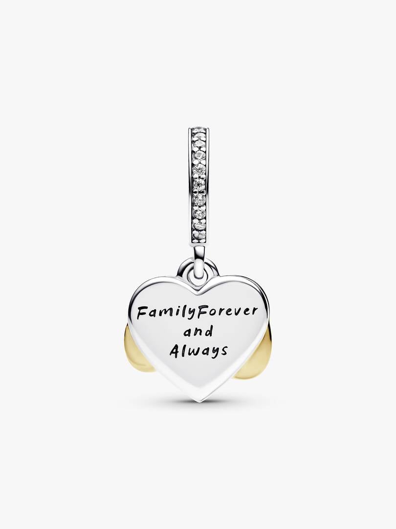 Gold Sparkling Infinity Heart Dangle Charm S925 Sterling Silver