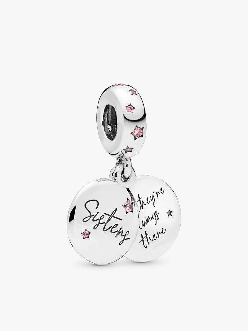 Forever Sisters Double Dangle Charm S925 Sterling Silver