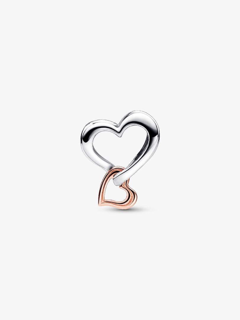 Two-tone Openwork Infinity Heart Charm Sterling Silver S925 Hallmarked Bracelet Charm | Gift for Her